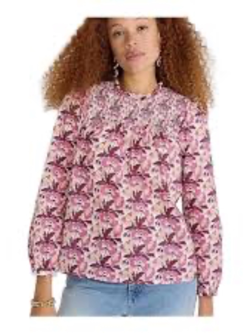 J. Crew Liberty Butterfield Poppy Cotton Blouse Medium Floral Smocked Pink - Picture 4 of 16